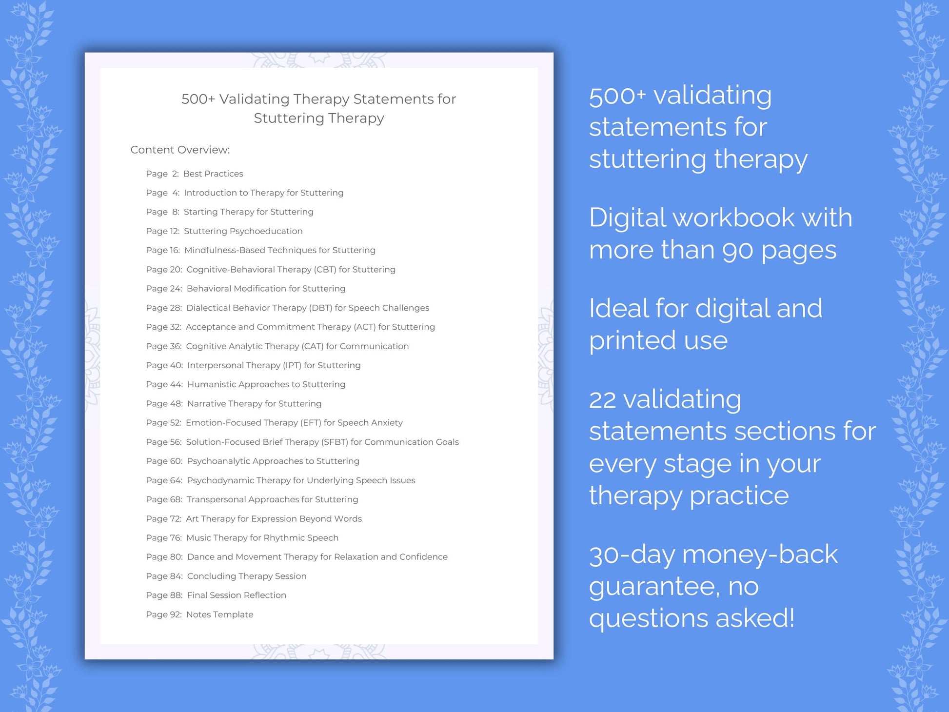 Stuttering Therapy Therapist Worksheets