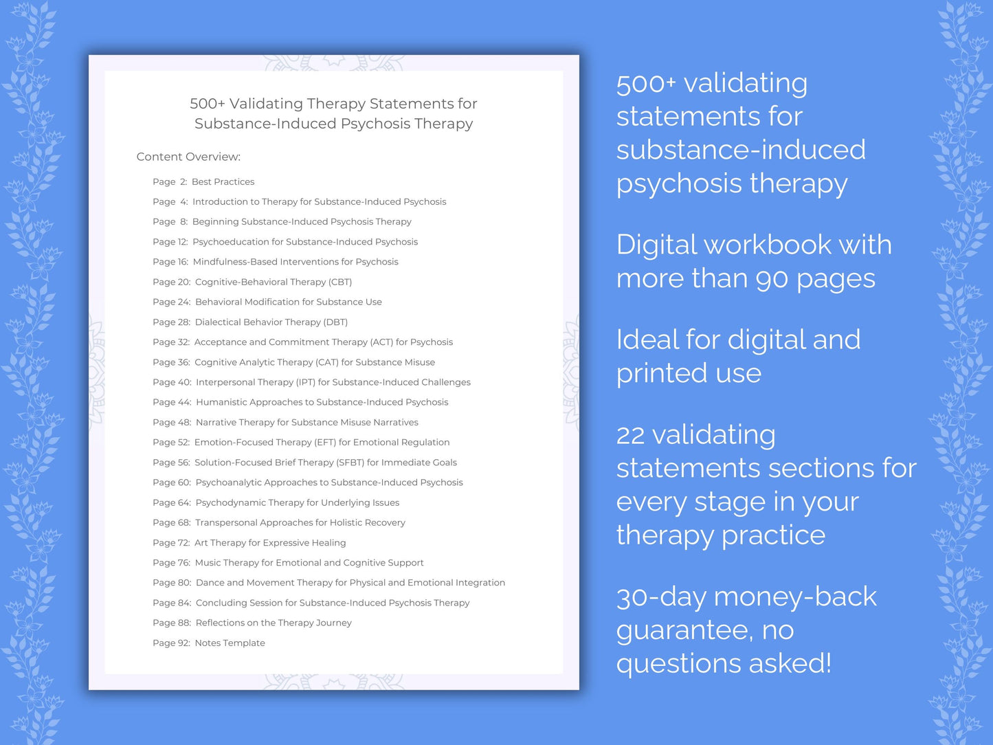 Substance-Induced Psychosis Therapy Therapist Worksheets