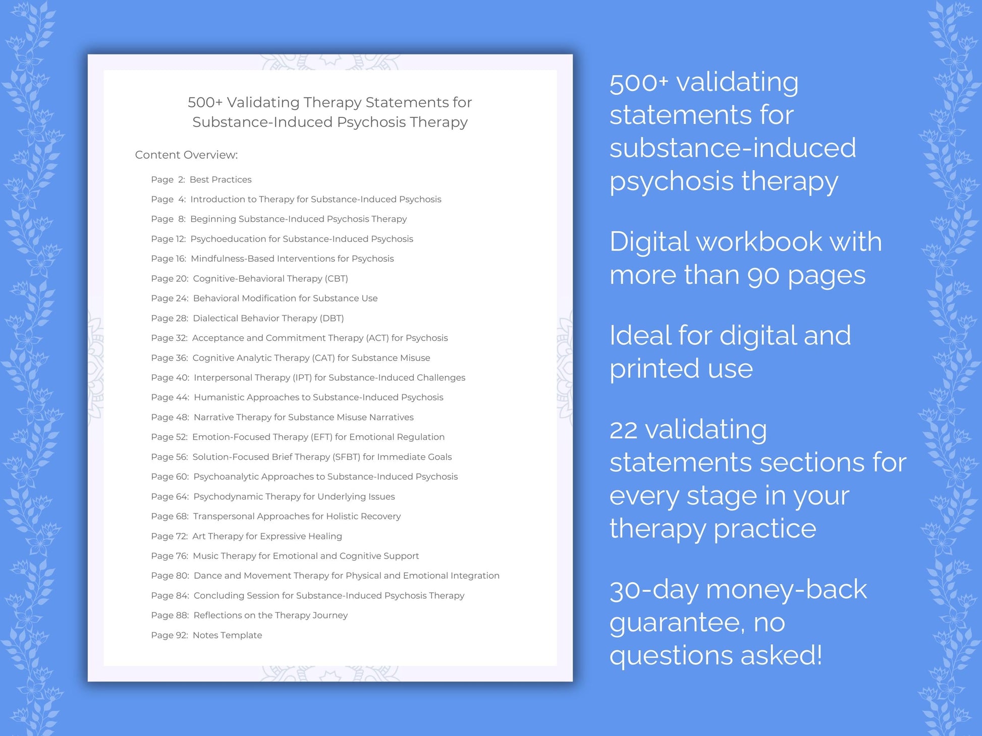 Substance-Induced Psychosis Therapy Therapist Worksheets