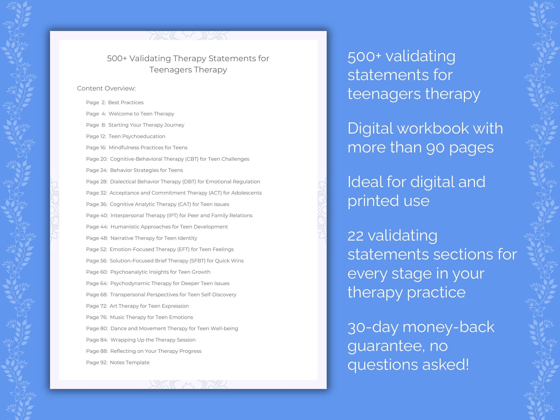 Teenagers Therapy Therapist Worksheets