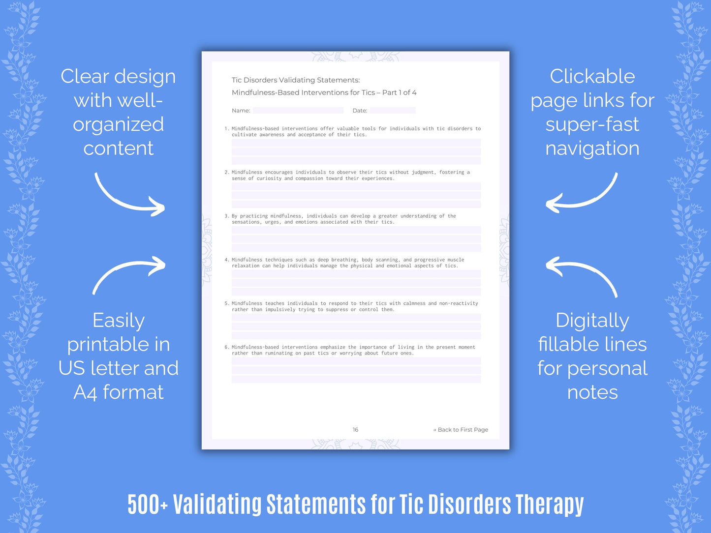 Tic Disorders Therapy Counseling Templates