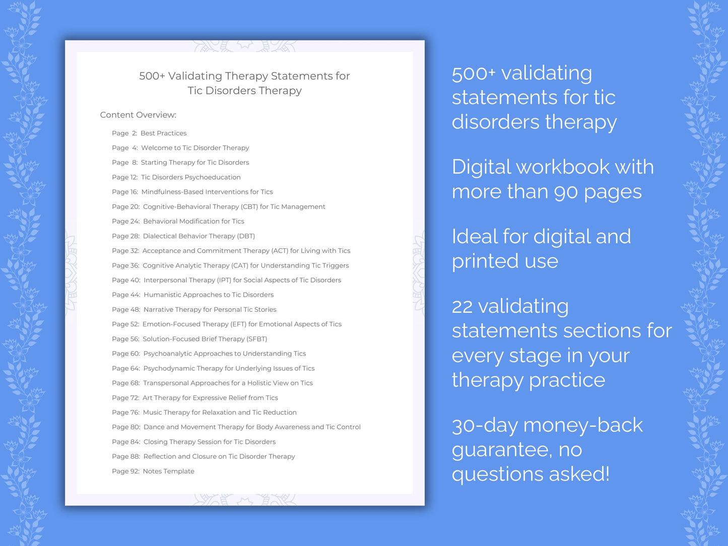 Tic Disorders Therapy Therapist Worksheets