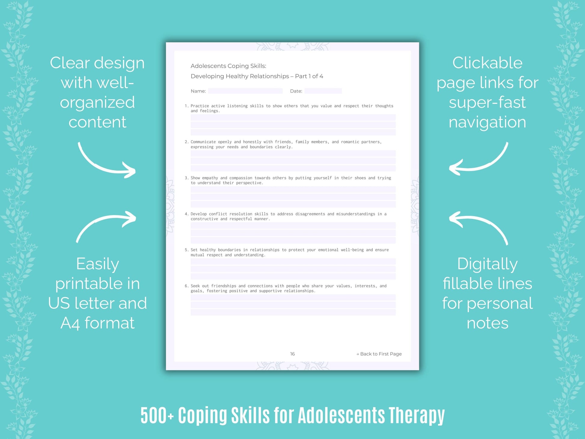 Adolescents Therapy Counseling Templates