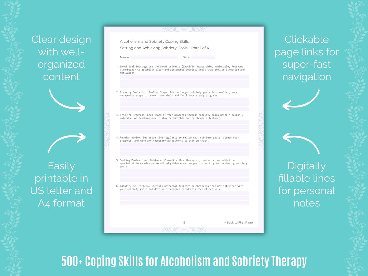 Alcoholism and Sobriety Therapy Counseling Templates