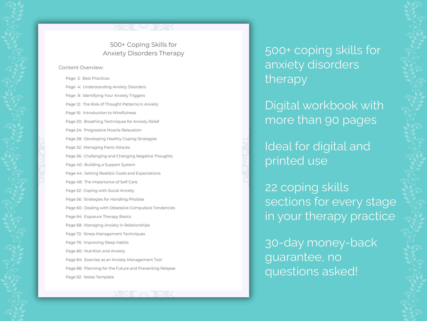 Anxiety Disorders Therapy Therapist Worksheets