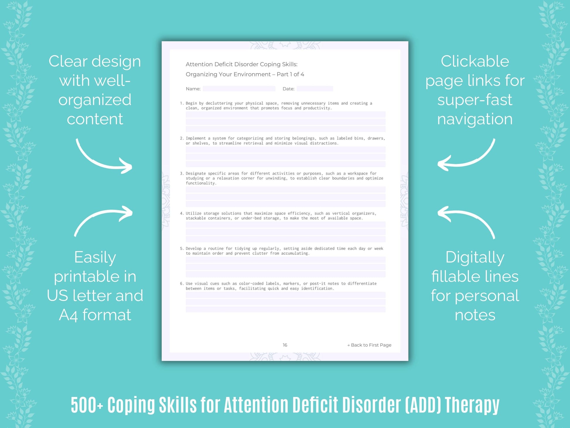 Attention Deficit Disorder (ADD) Therapy Counseling Templates