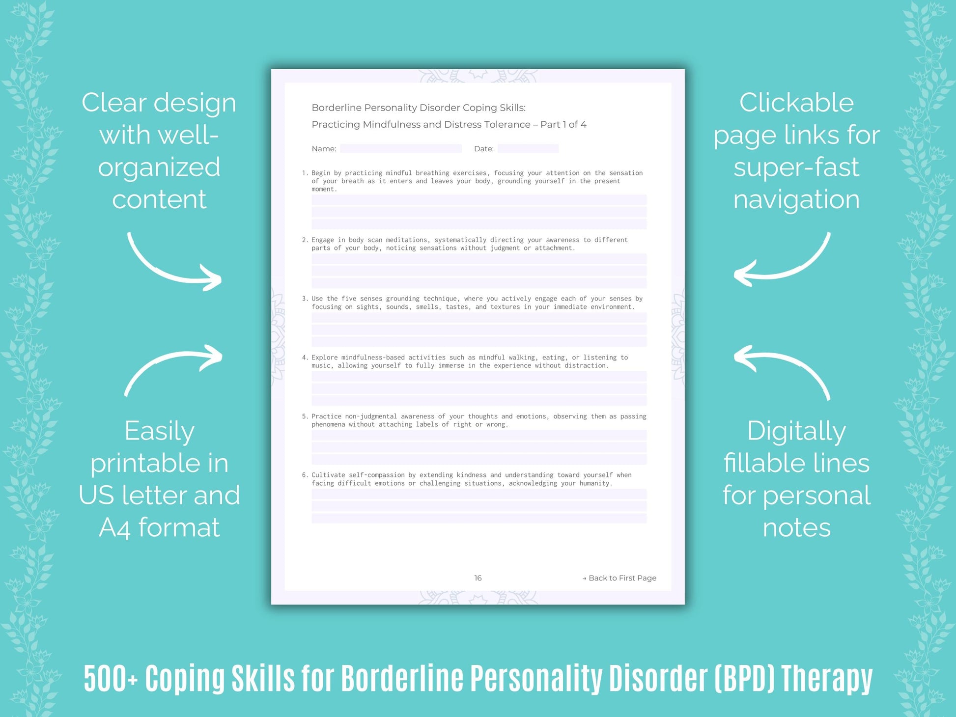 Borderline Personality Disorder (BPD) Therapy Counseling Templates