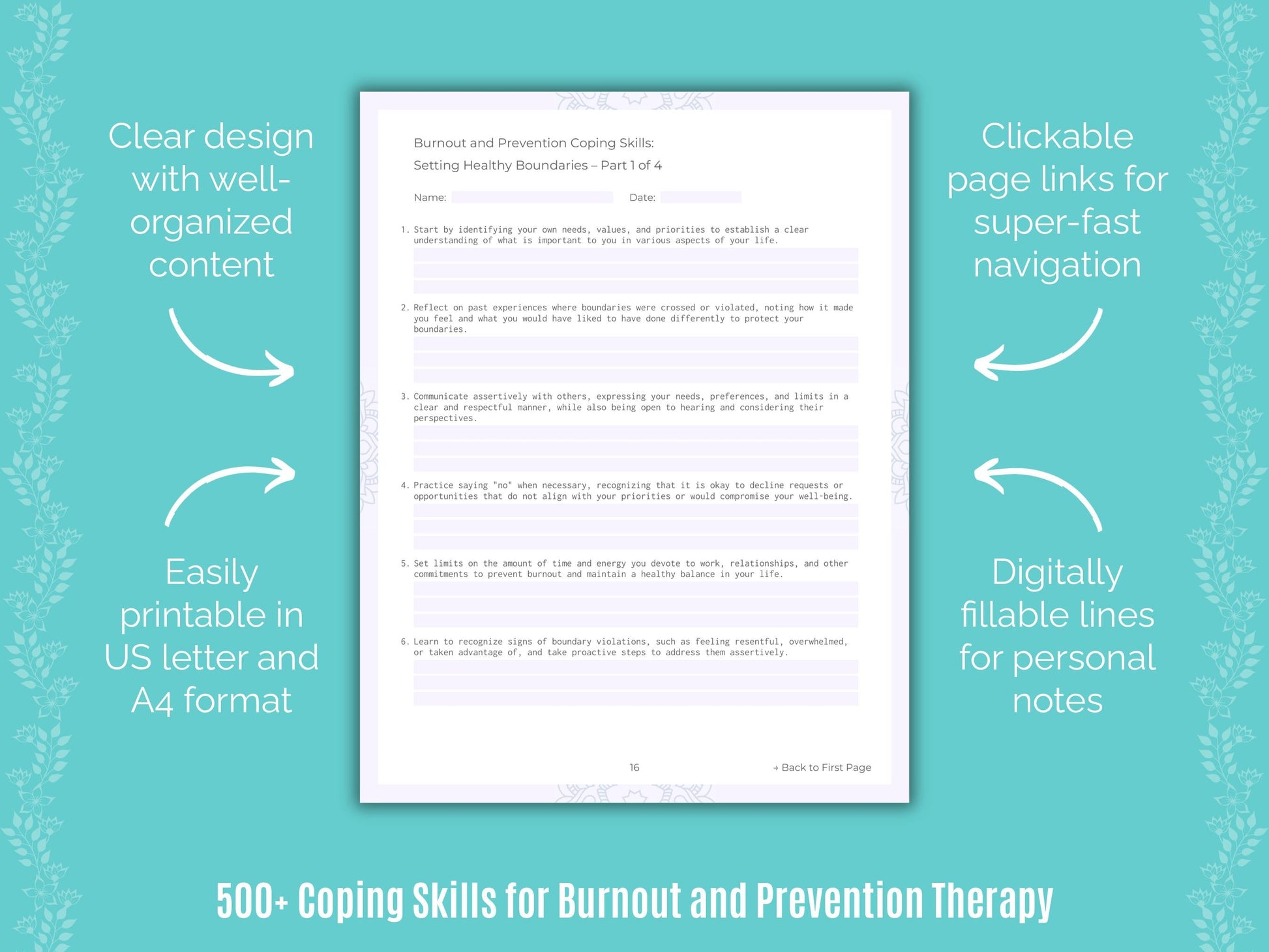 Burnout and Prevention Therapy Counseling Templates