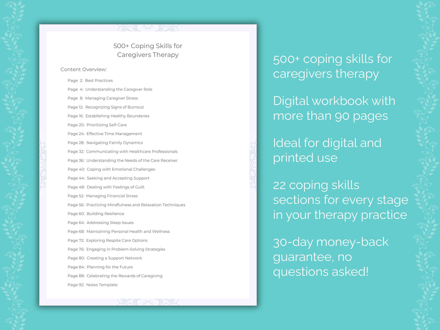 Caregivers Therapy Therapist Worksheets