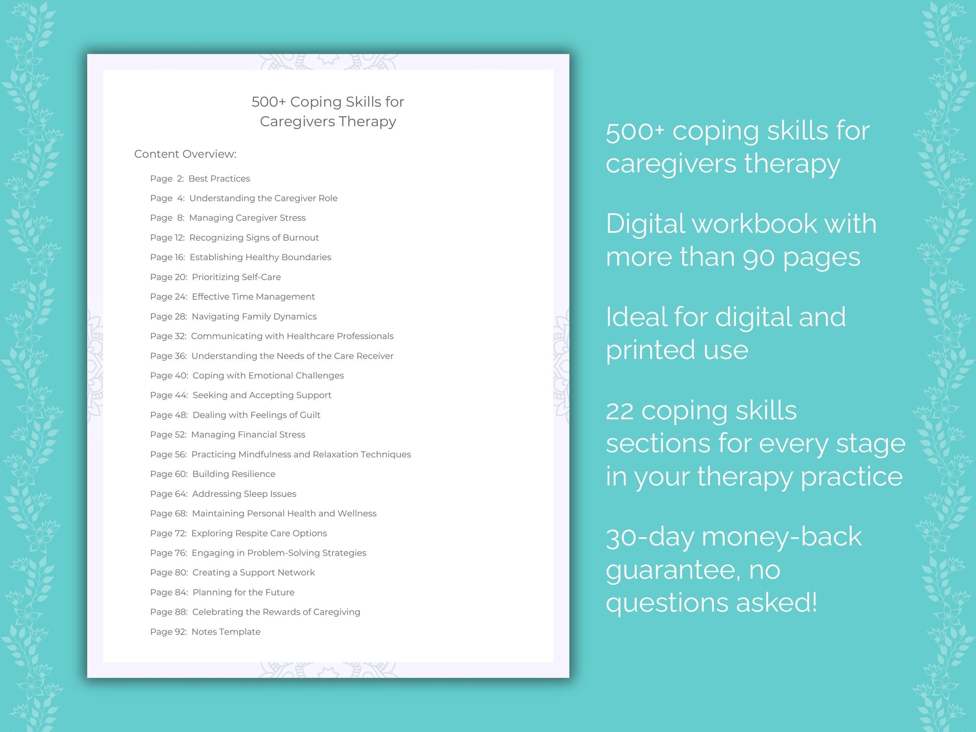 Caregivers Therapy Therapist Worksheets