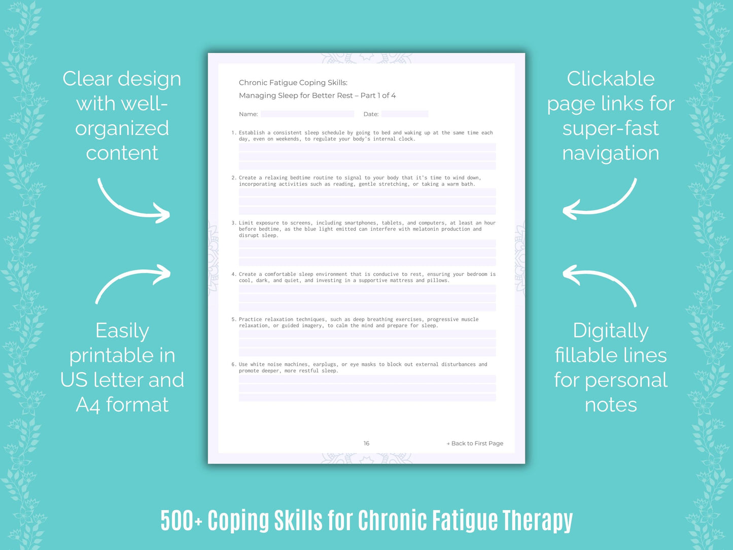 Chronic Fatigue Therapy Counseling Templates