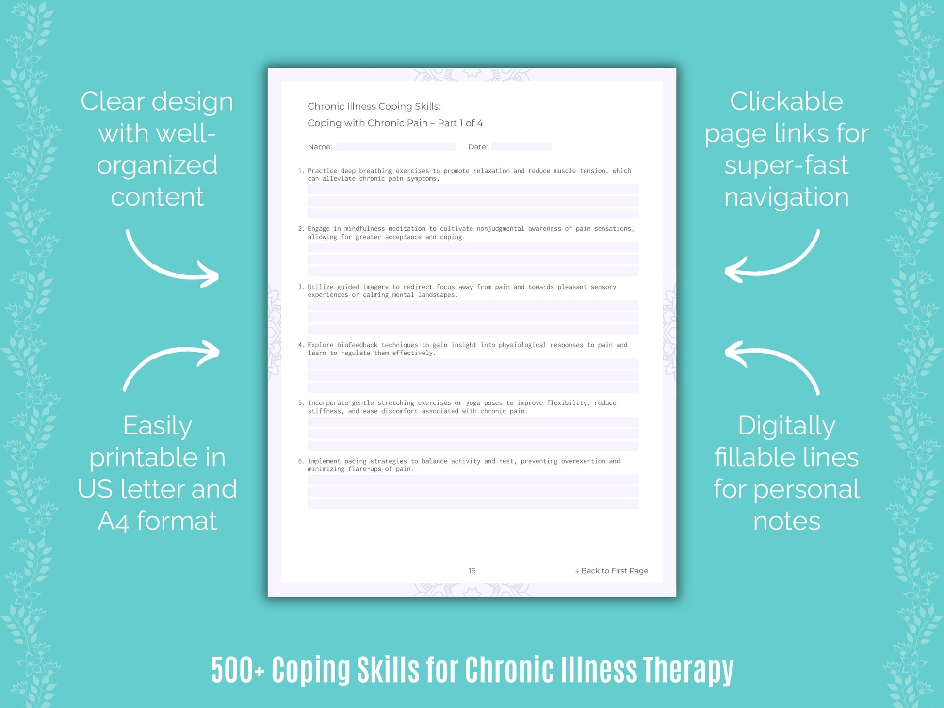 Chronic Illness Therapy Counseling Templates