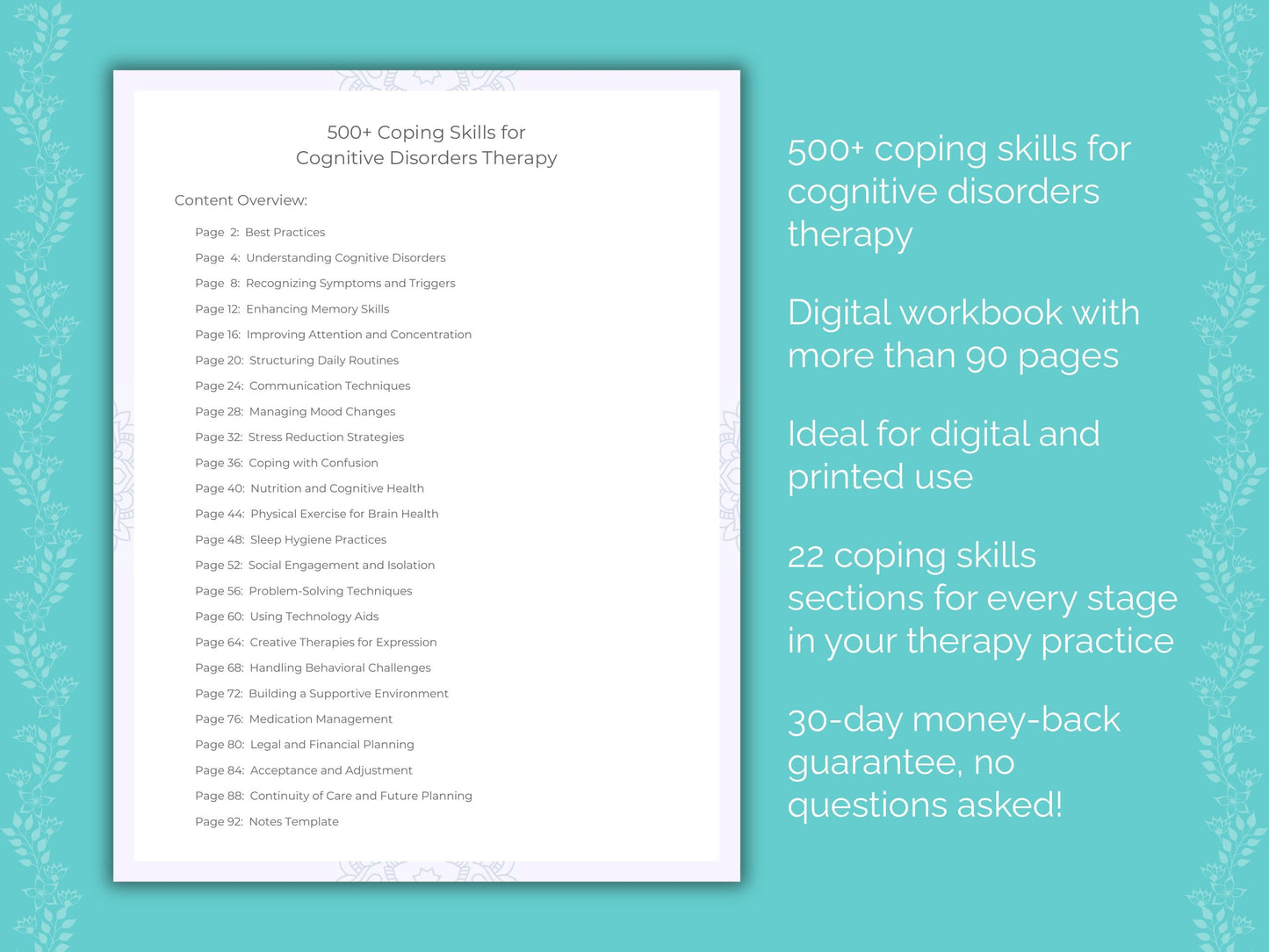 Cognitive Disorders Therapy Therapist Worksheets