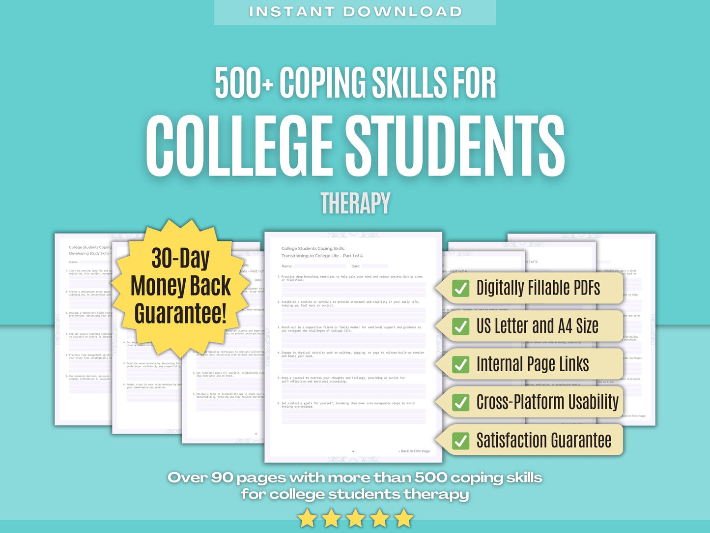 College Students Therapy Psychology Workbooks