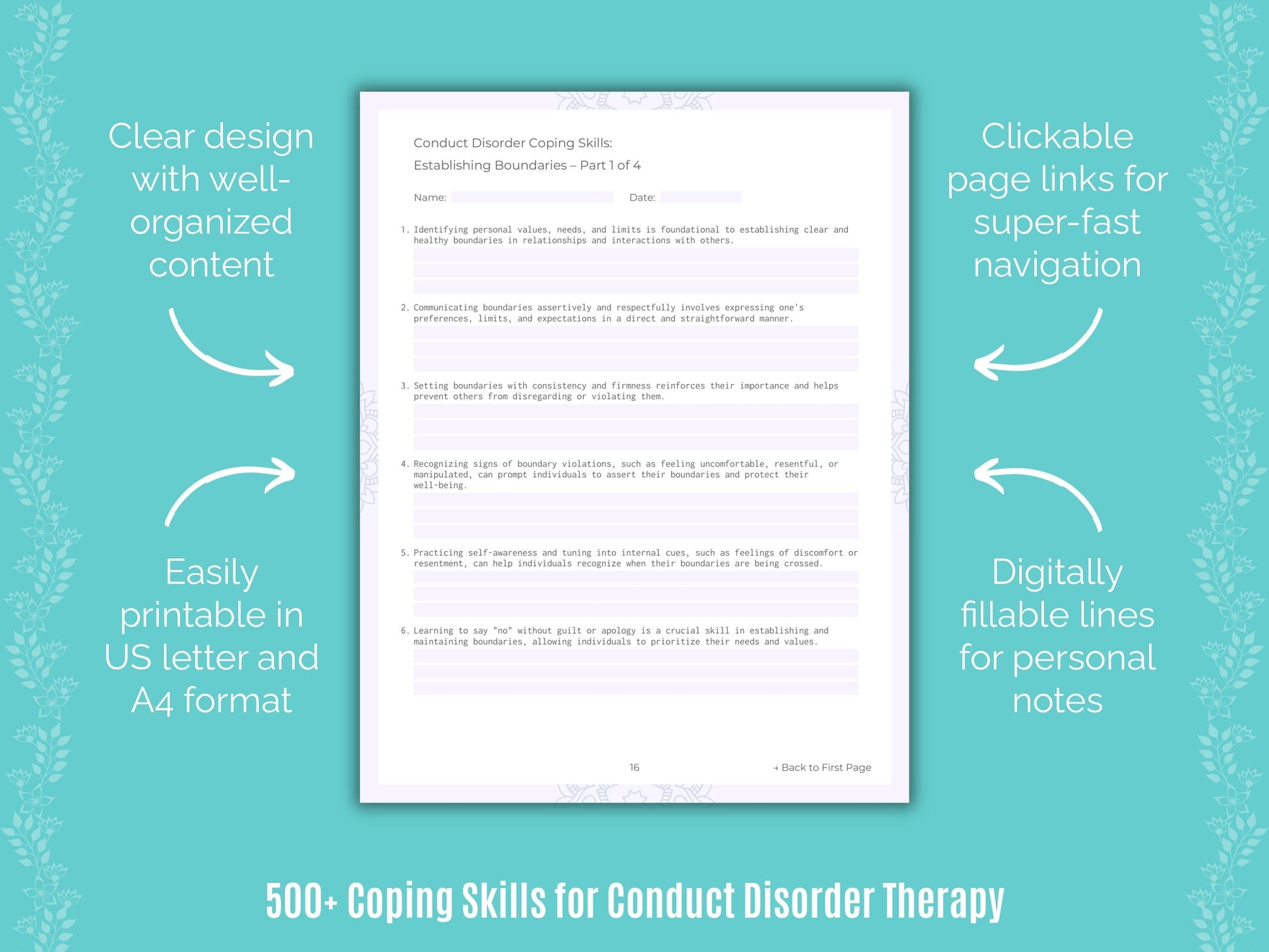 Conduct Disorder Therapy Counseling Templates