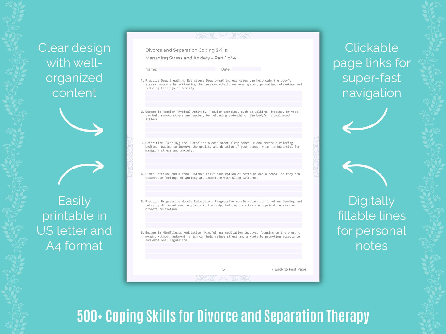 Divorce and Separation Therapy Counseling Templates