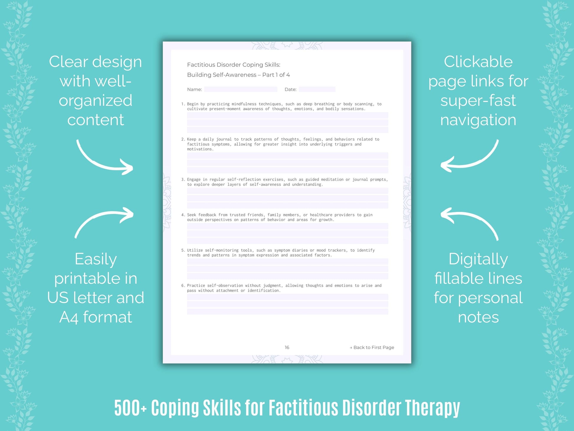 Factitious Disorder Therapy Counseling Templates