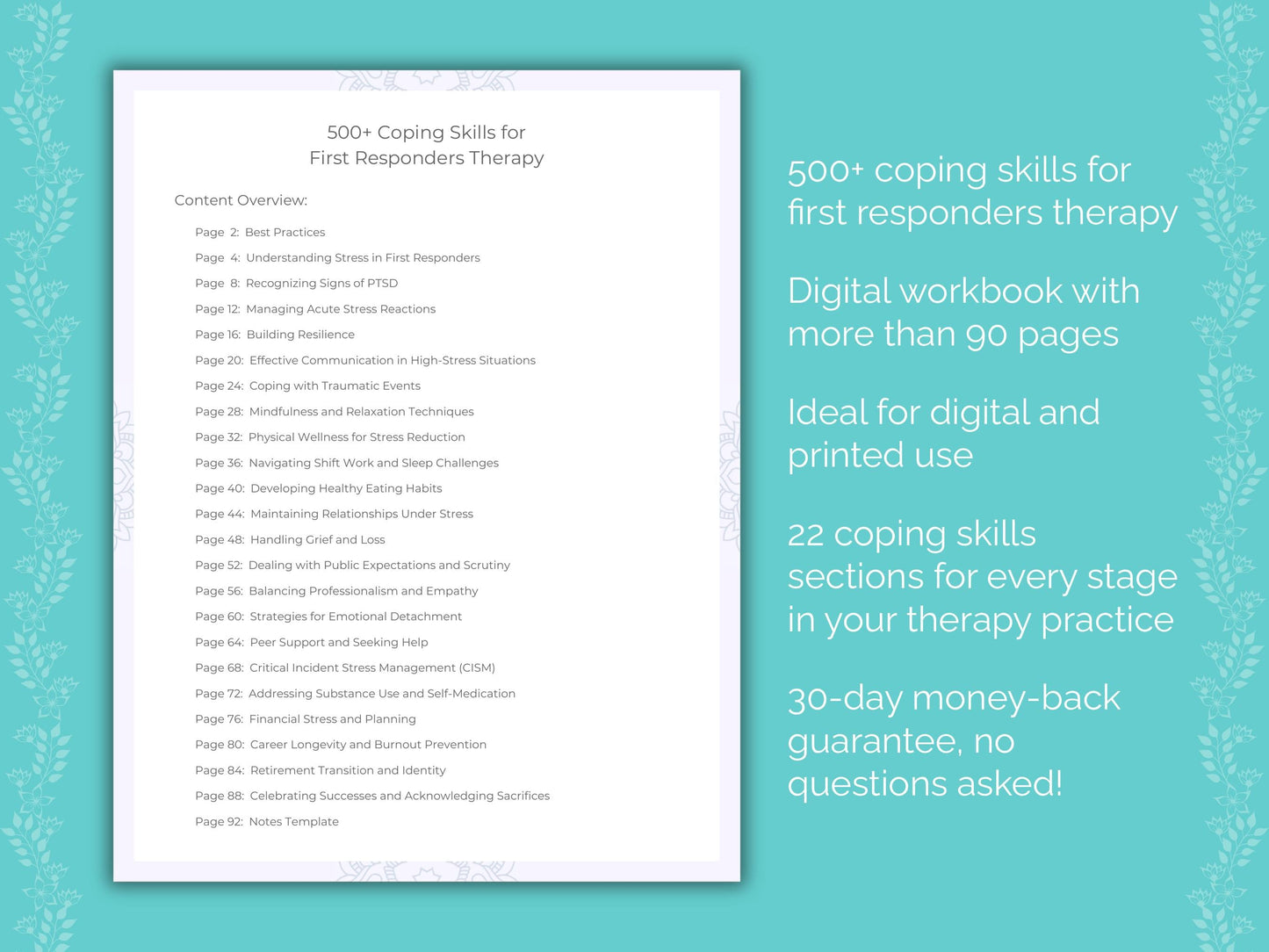 First Responders Therapy Therapist Worksheets