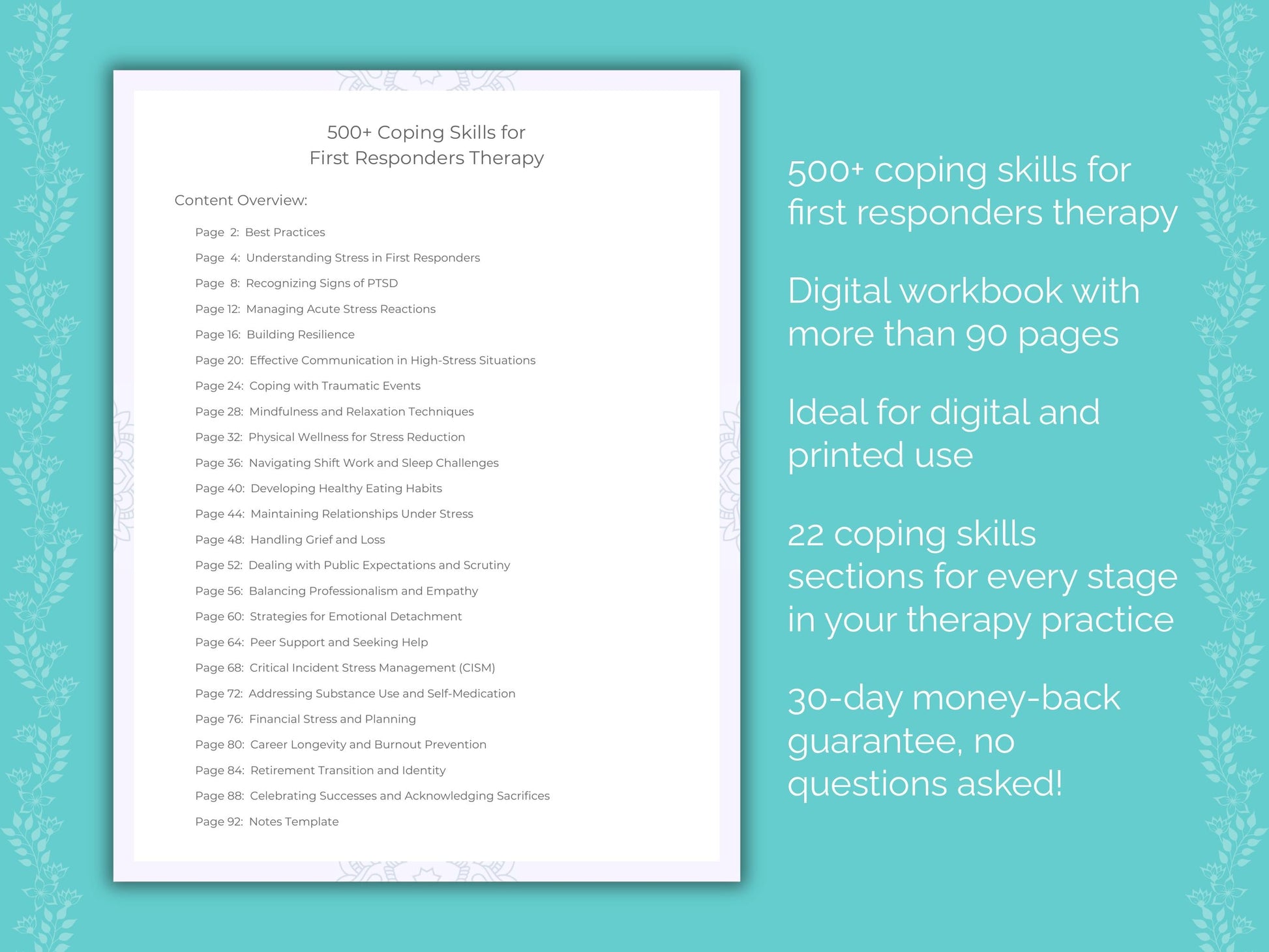 First Responders Therapy Therapist Worksheets