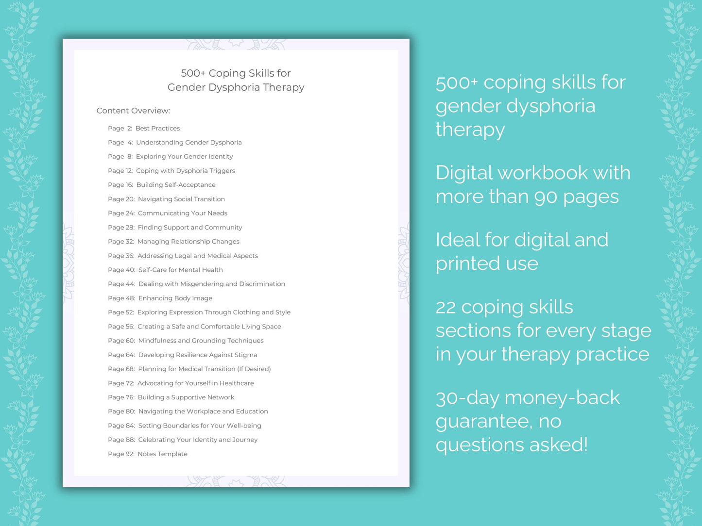 Gender Dysphoria Therapy Therapist Worksheets