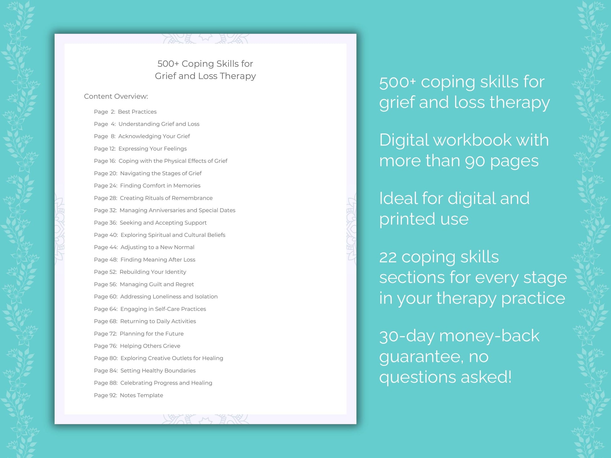 Grief and Loss Therapy Therapist Worksheets