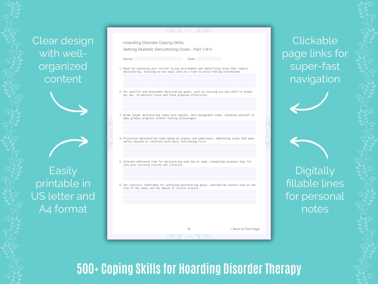 Hoarding Disorder Therapy Counseling Templates