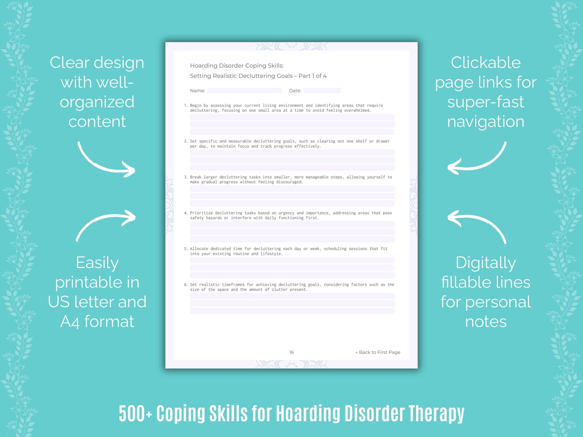 Hoarding Disorder Therapy Counseling Templates