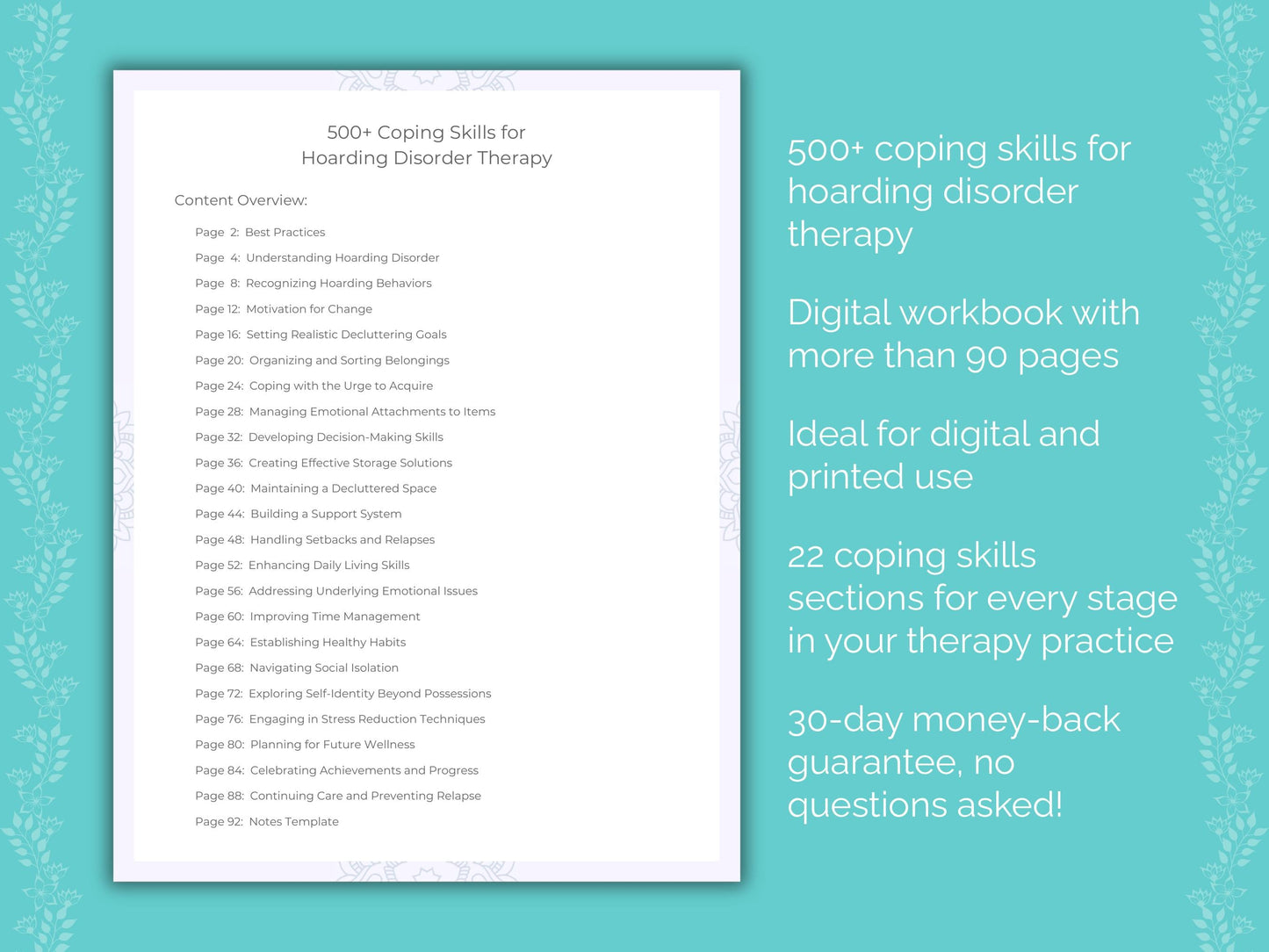 Hoarding Disorder Therapy Therapist Worksheets