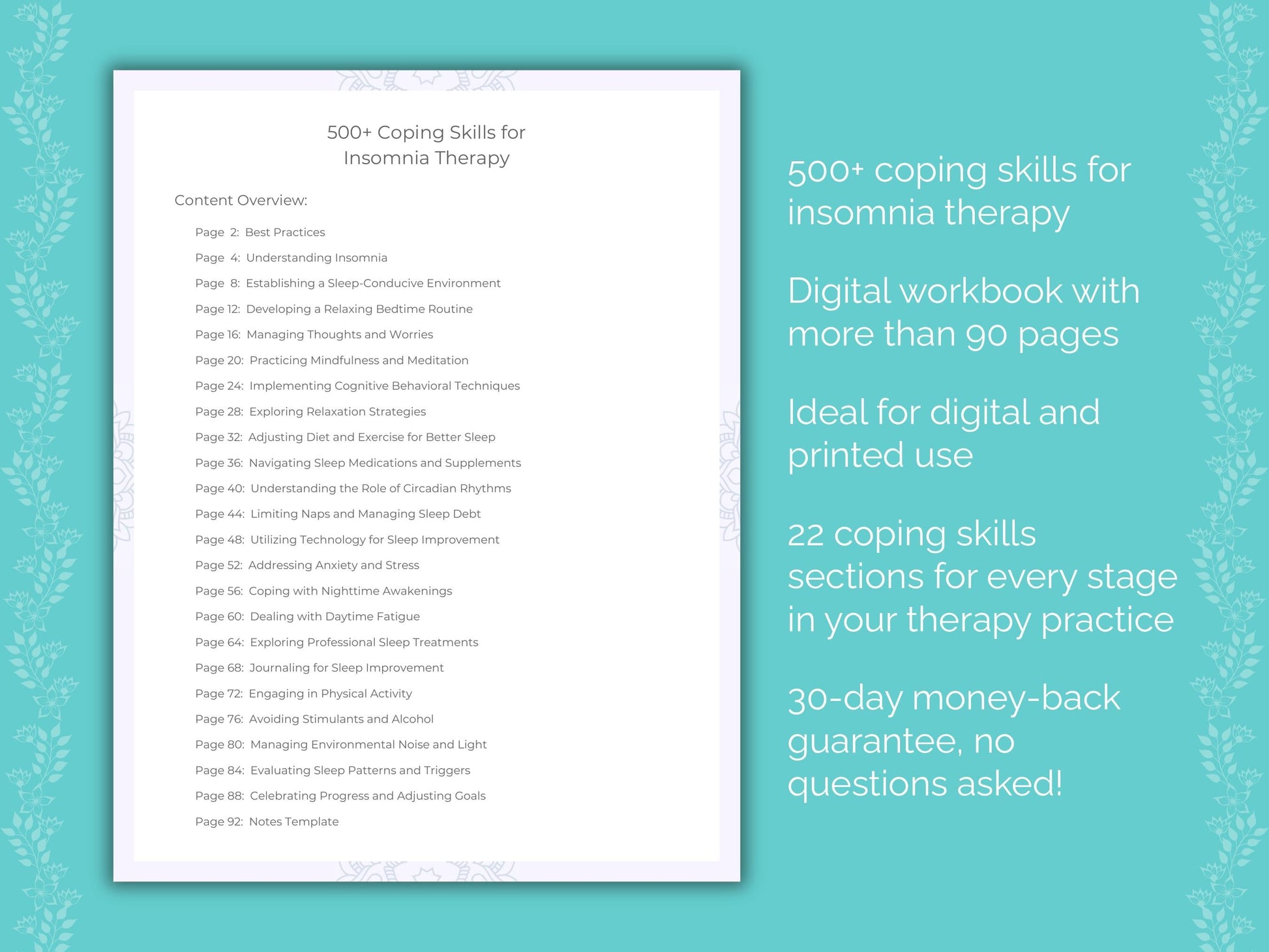 Insomnia Therapy Therapist Worksheets