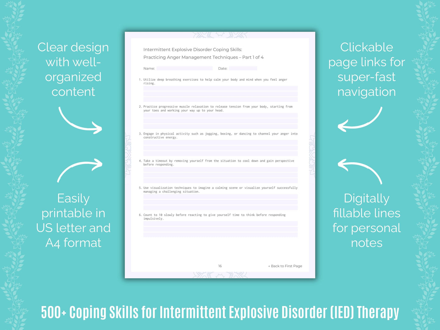 Intermittent Explosive Disorder (IED) Therapy Counseling Templates