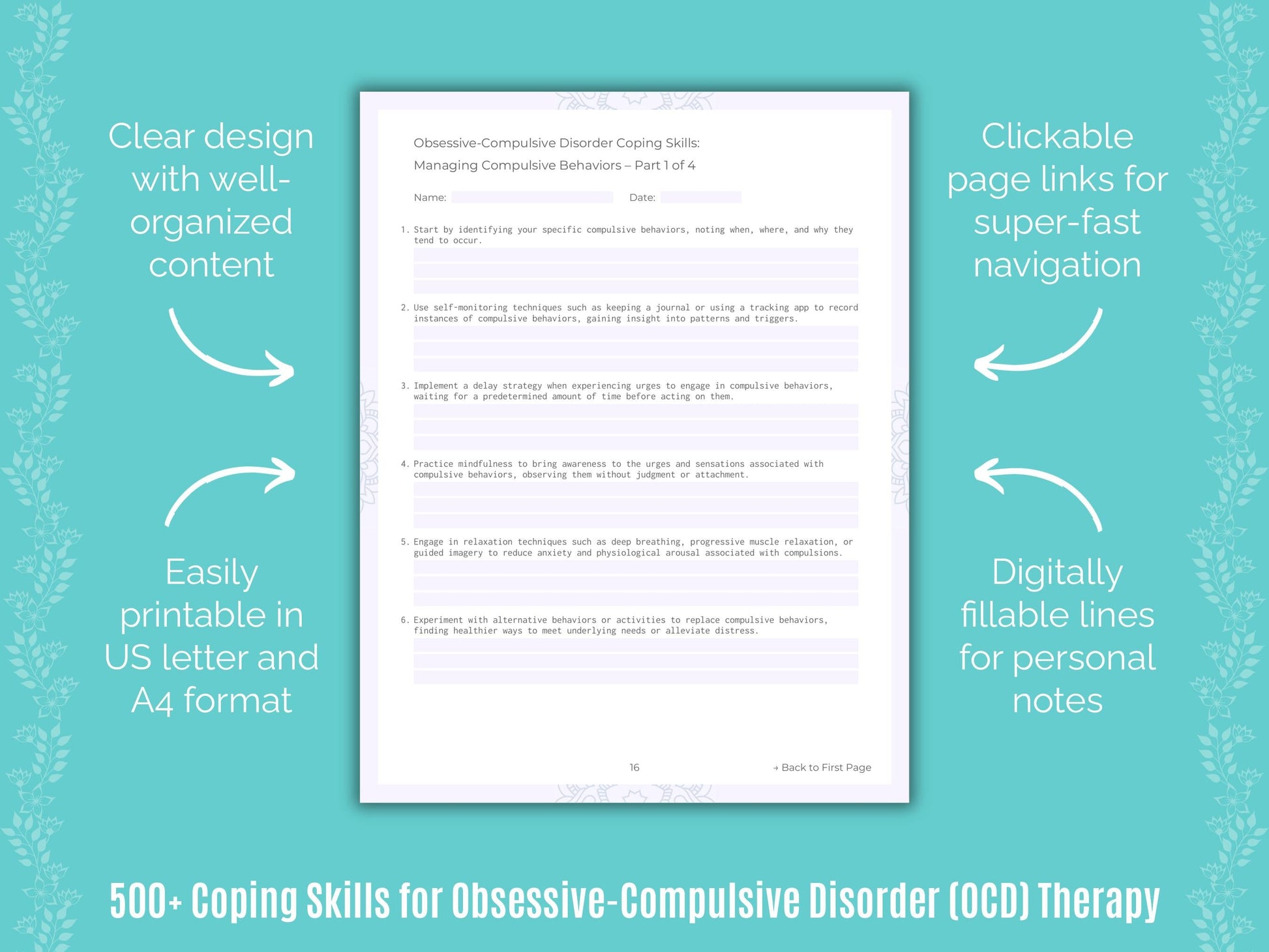 Obsessive-Compulsive Disorder (OCD) Therapy Counseling Templates