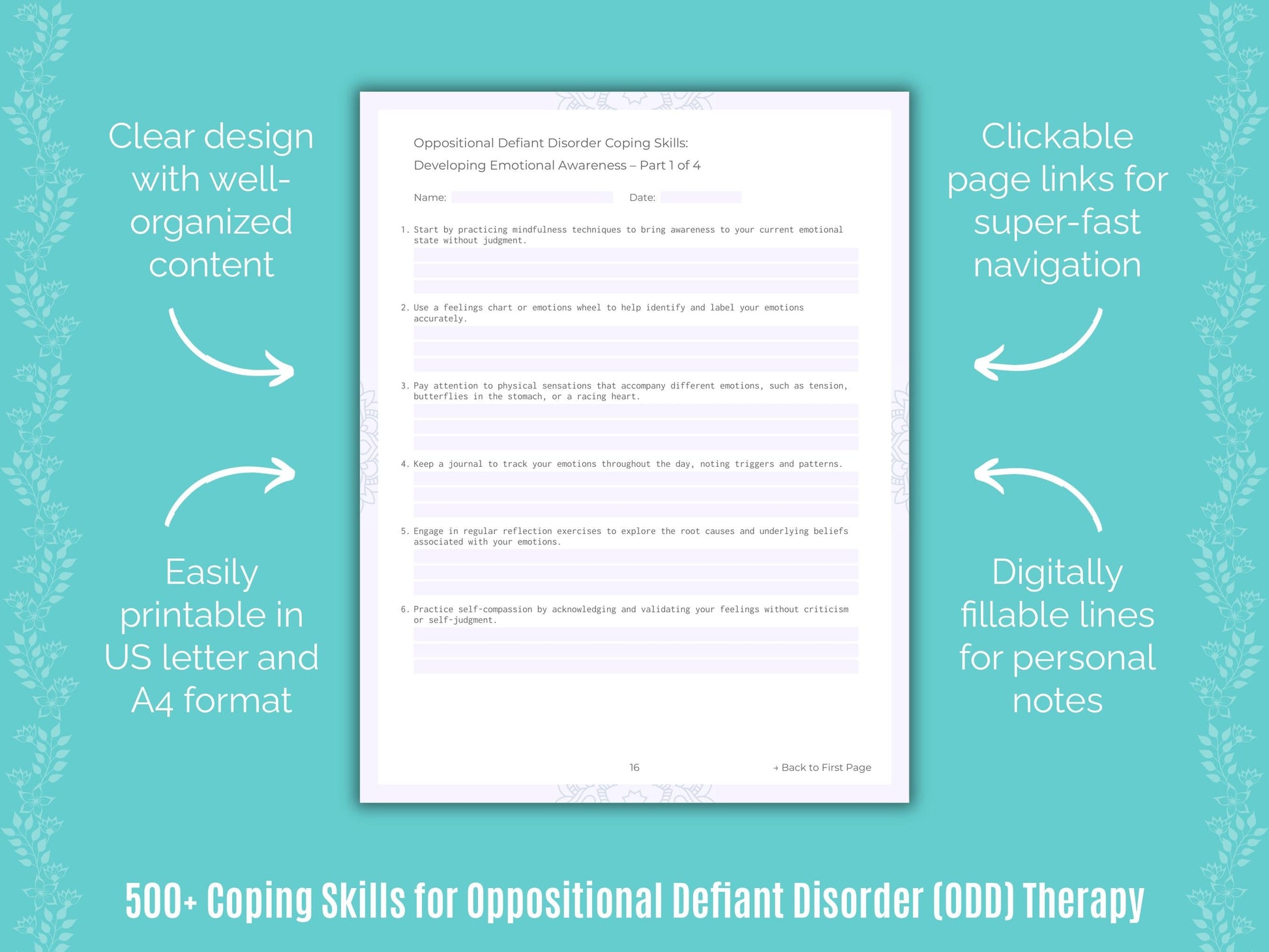 Oppositional Defiant Disorder (ODD) Therapy Counseling Templates