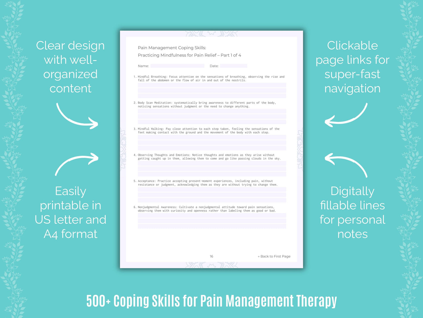 Pain Management Therapy Counseling Templates