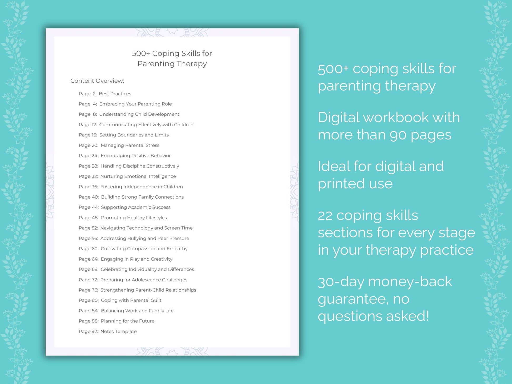 Parenting Therapy Therapist Worksheets