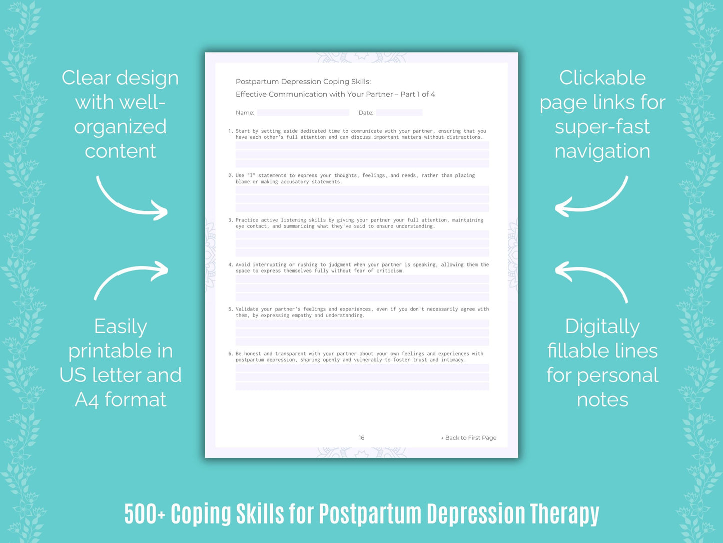 Postpartum Depression Therapy Counseling Templates