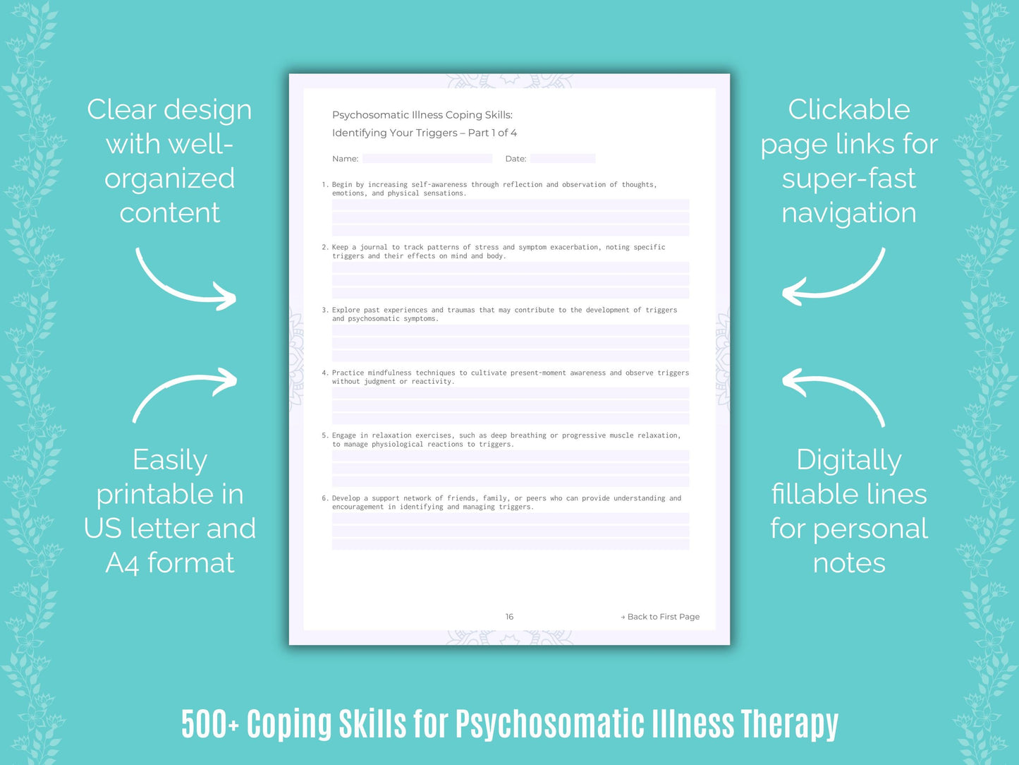 Psychosomatic Illness Therapy Counseling Templates