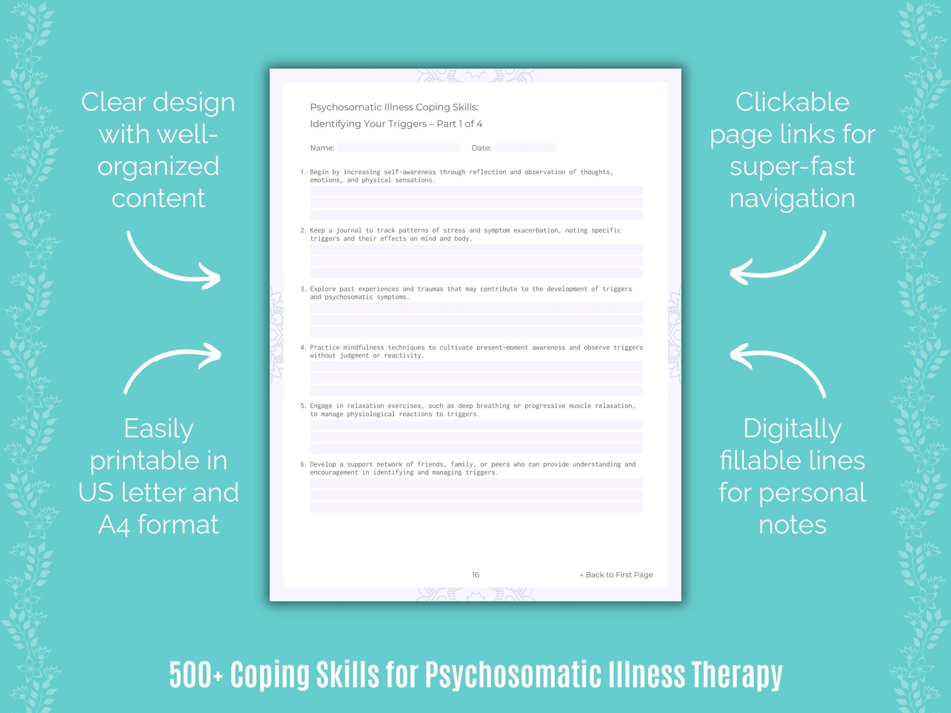 Psychosomatic Illness Therapy Counseling Templates