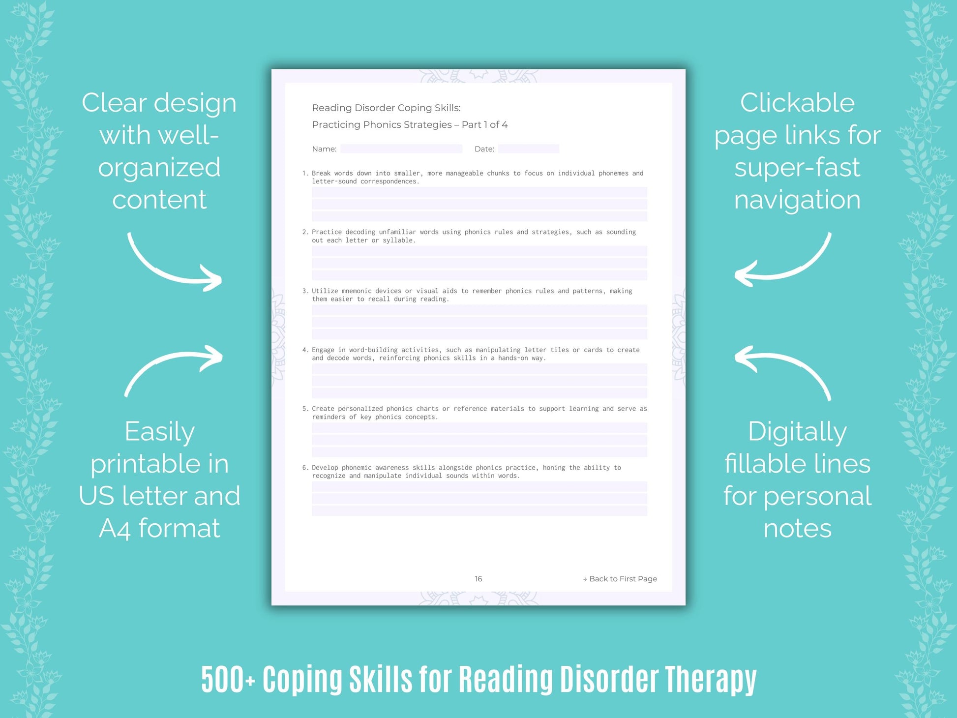 Reading Disorder Therapy Counseling Templates