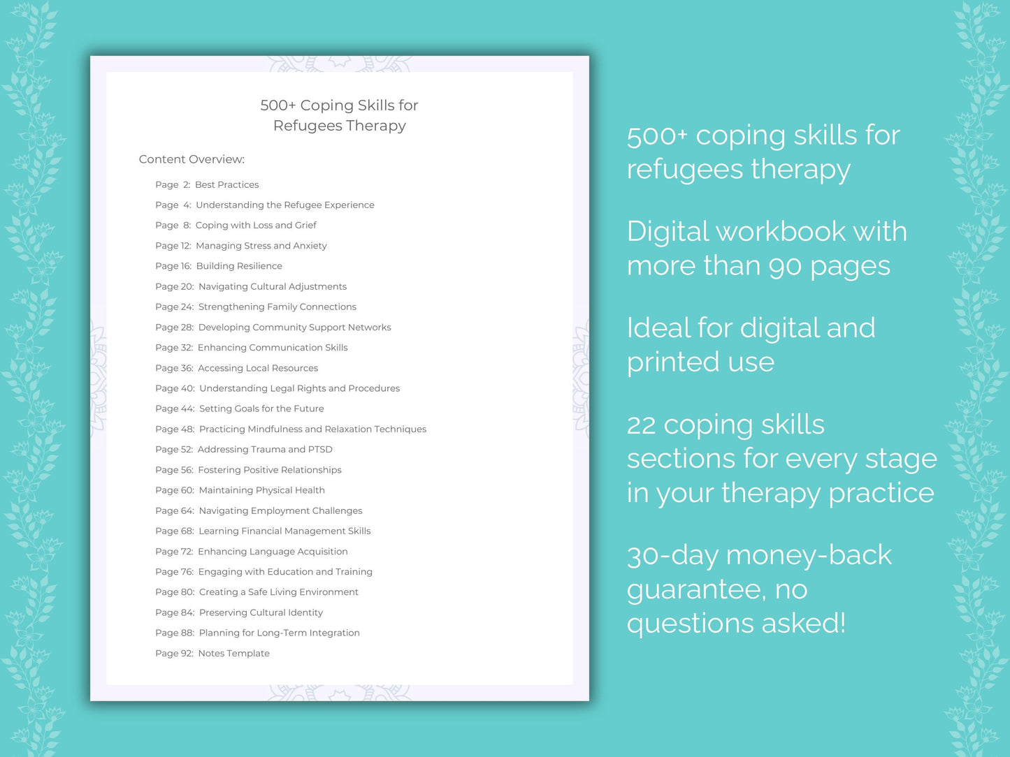 Refugees Therapy Therapist Worksheets