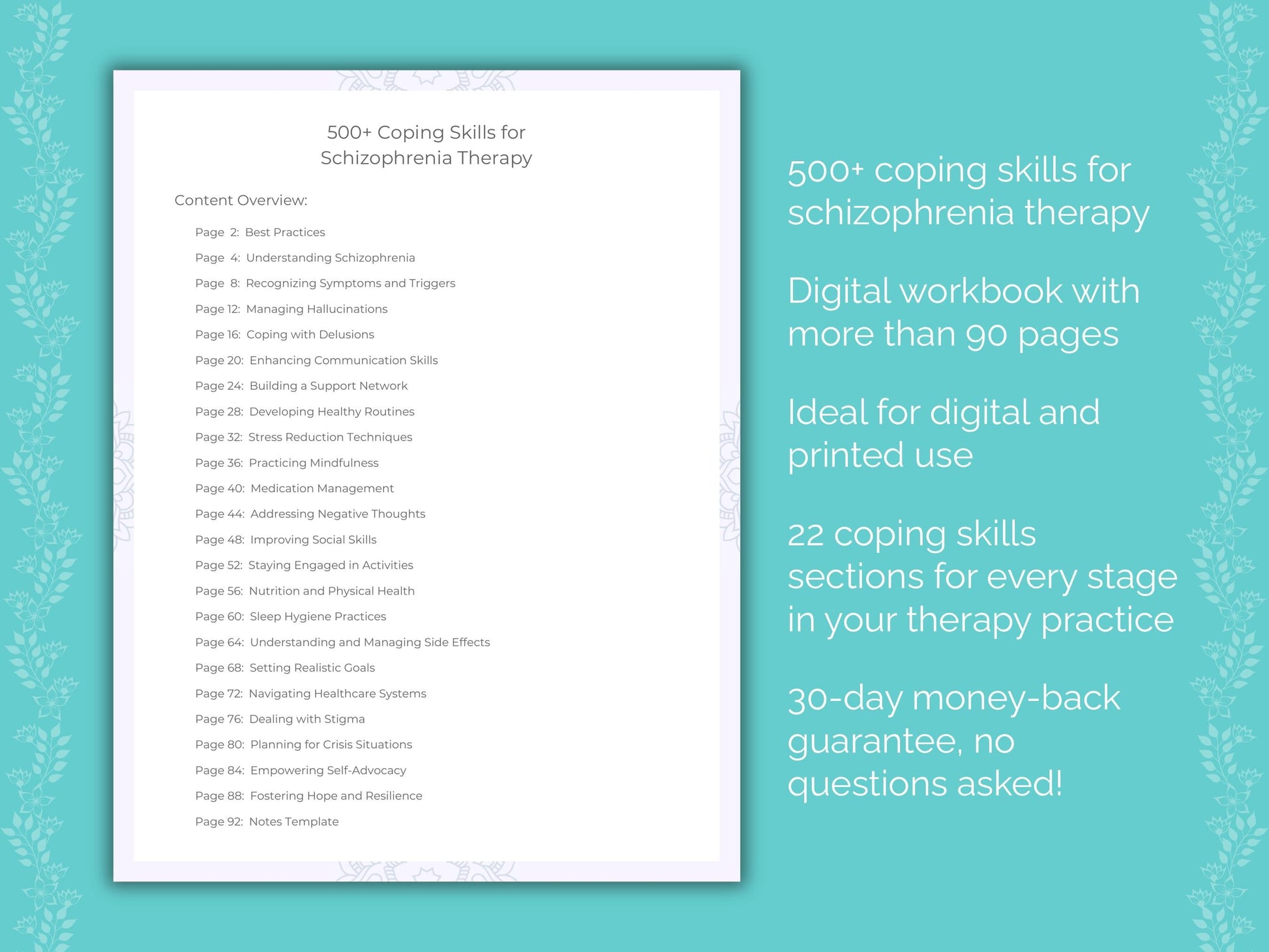 Schizophrenia Therapy Therapist Worksheets