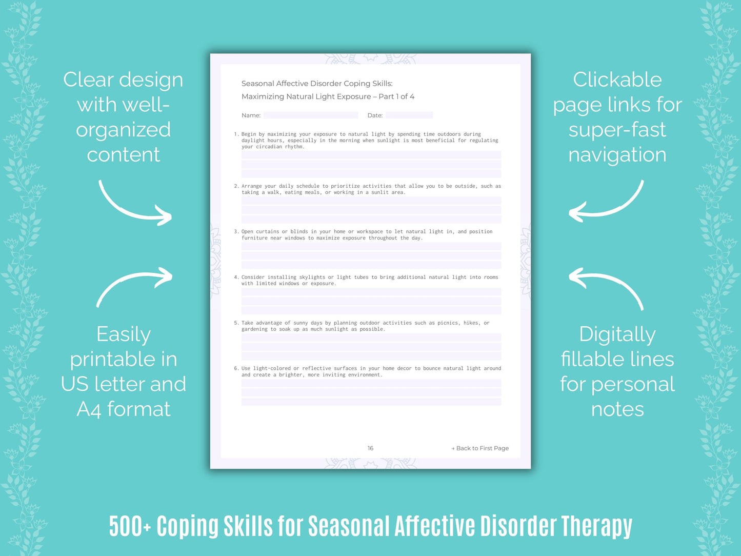 Seasonal Affective Disorder Therapy Counseling Templates