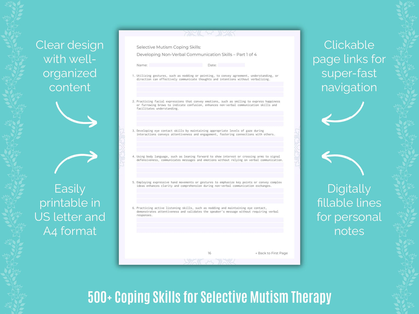 Selective Mutism Therapy Counseling Templates