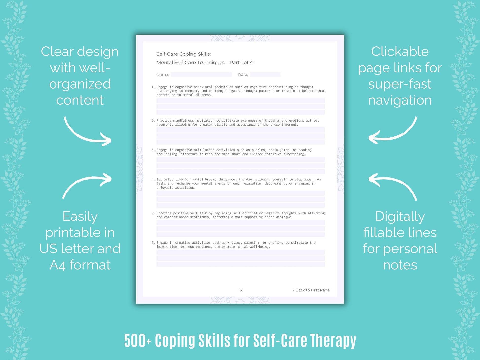 Self-Care Therapy Counseling Templates