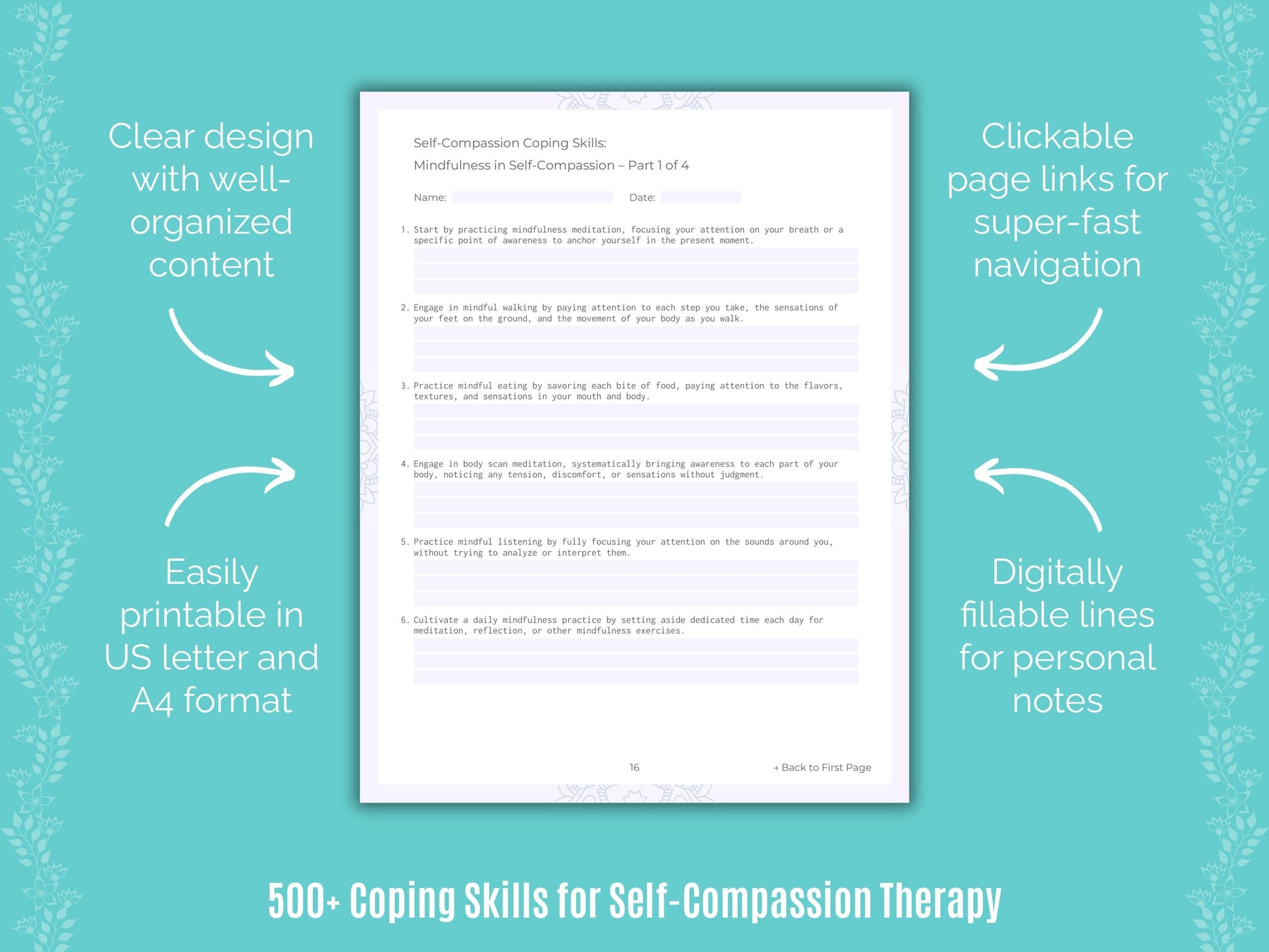 Self-Compassion Therapy Counseling Templates