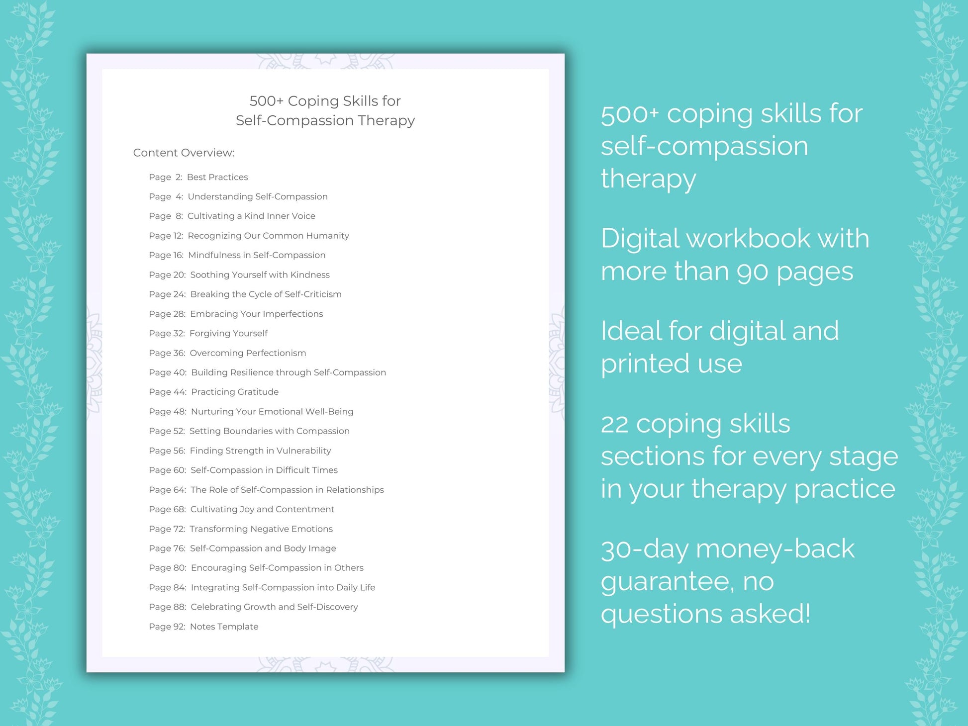 Self-Compassion Therapy Therapist Worksheets