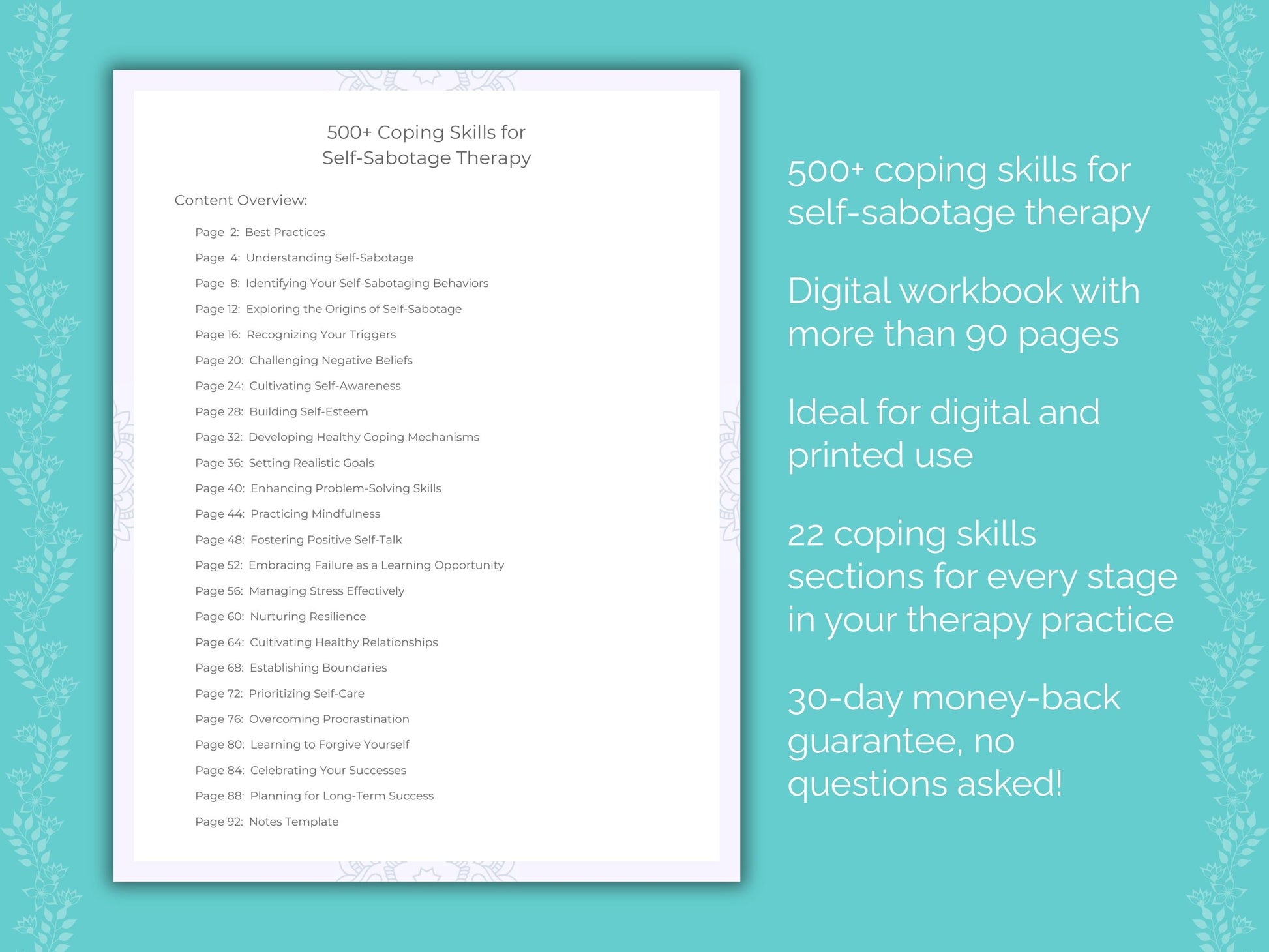 Self-Sabotage Therapy Therapist Worksheets