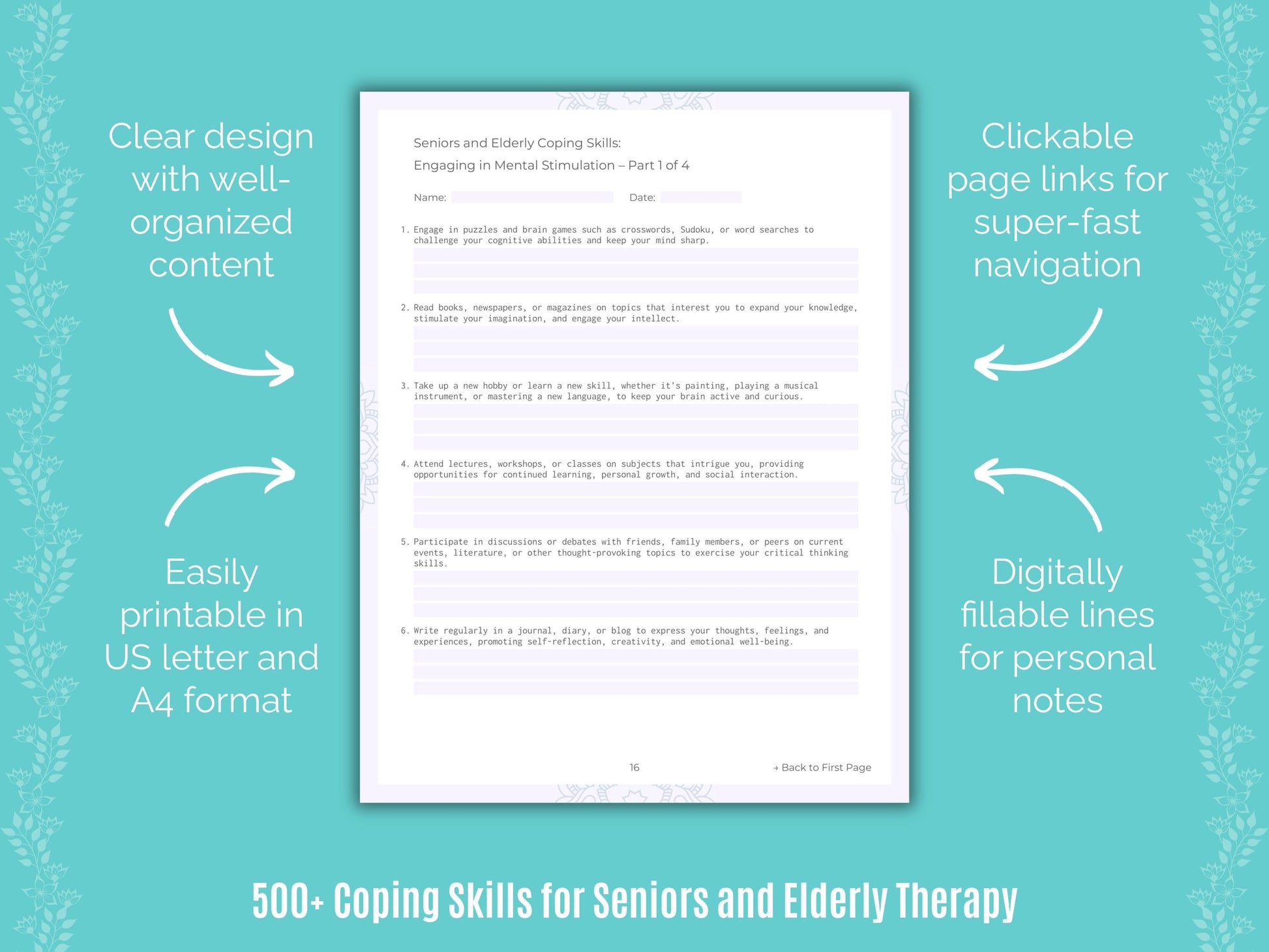 Seniors and Elderly Therapy Counseling Templates