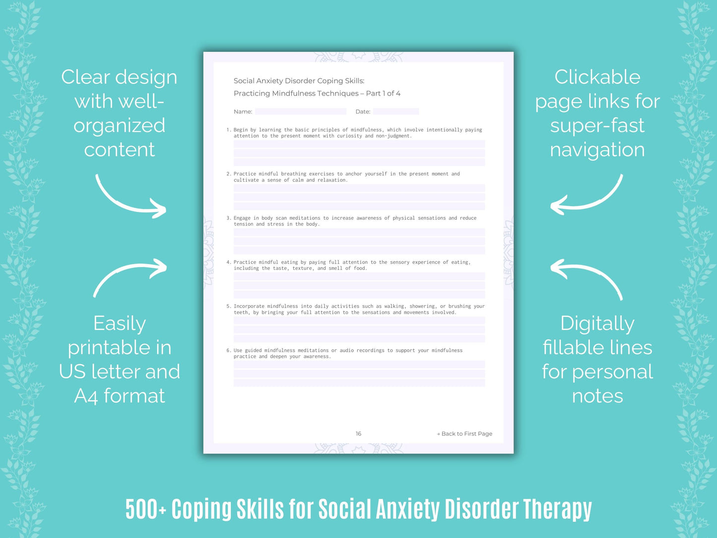 Social Anxiety Disorder Therapy Counseling Templates