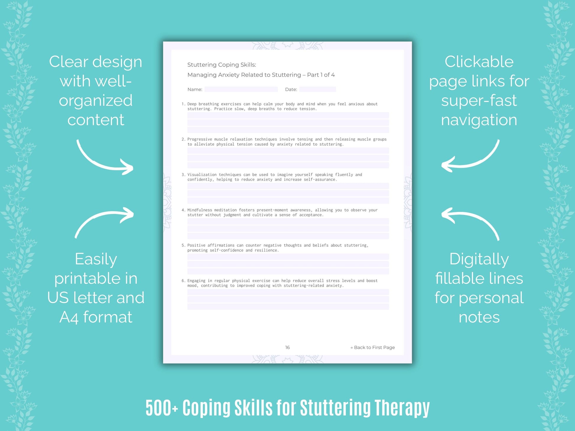 Stuttering Therapy Counseling Templates