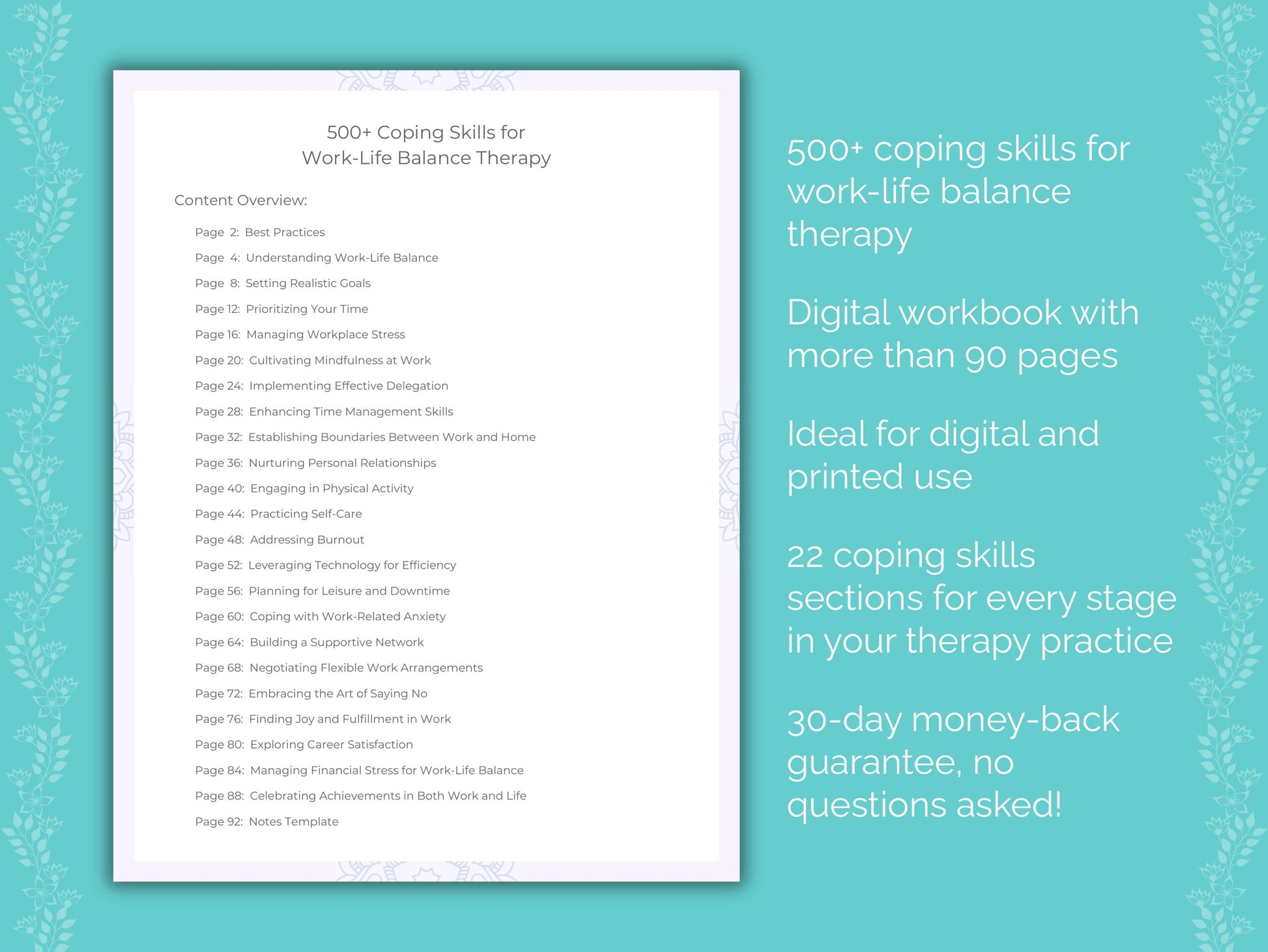 Work-Life Balance Therapy Therapist Worksheets